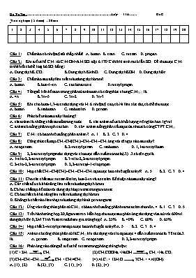 Kiểm tra 15 phút lần 1 học kì II môn Hóa học